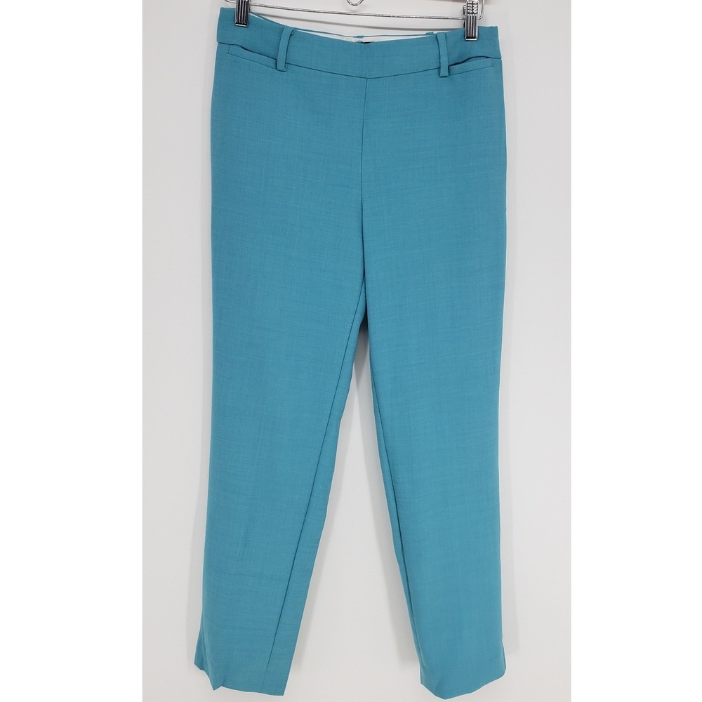 Talbots Chatham Ankle Pants Women 4 Teal Blue Wool Blend Business Casual NEW